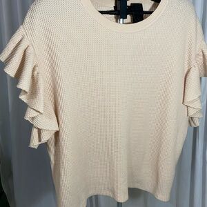 Cream Ruffle Sleeve Top